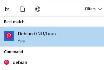 Debian Launcher in Windows Start